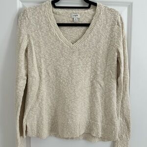 J. Crew Women's Cream Beach Day V-Neck Sweater